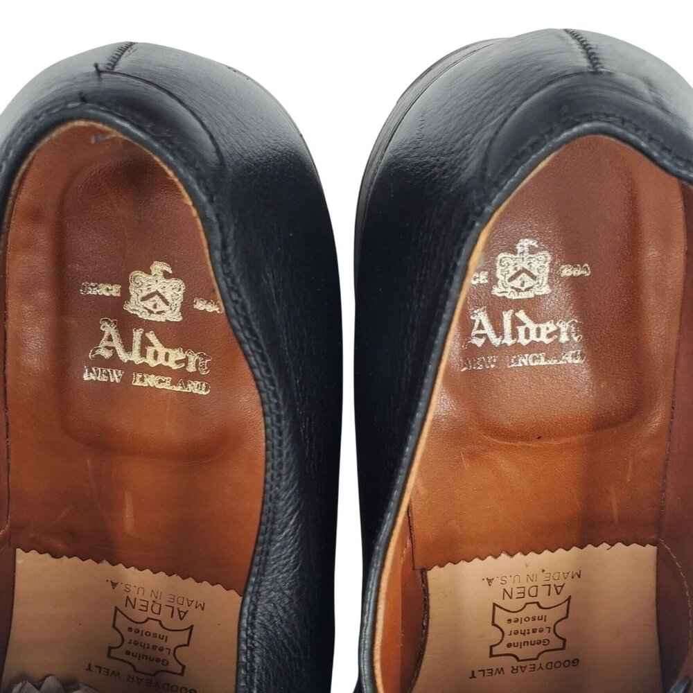 Alden USA New England Dress Shoes Men's 13B Black Leather Cap-toe Bluchers Derby - Picture 4 of 14